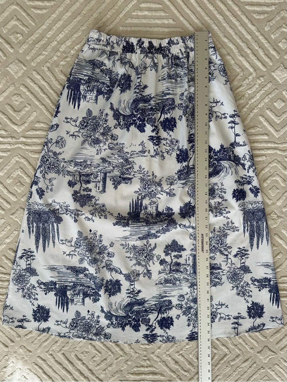 Harlow & Rose Romantic Toile Print Blue - White Maxi Skirt Cottagecore Size: S - Picture 11 of 16